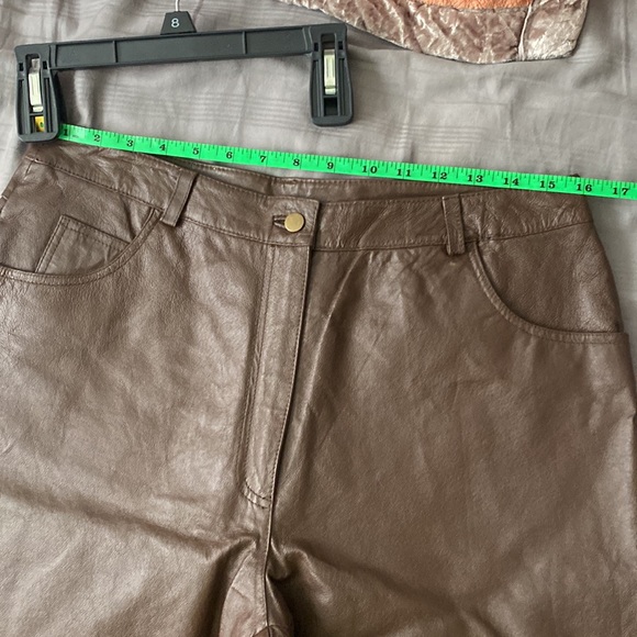 Metro style dark brown leather pants. - Picture 9 of 12